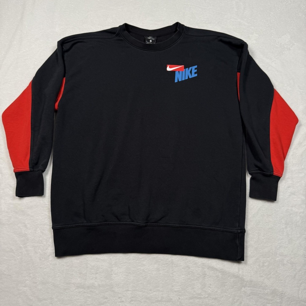 Nike‎ Dri-Fit Sweatshirt Mens Small Black Red Crewneck Pullover DA0391-010 - Picture 2 of 12
